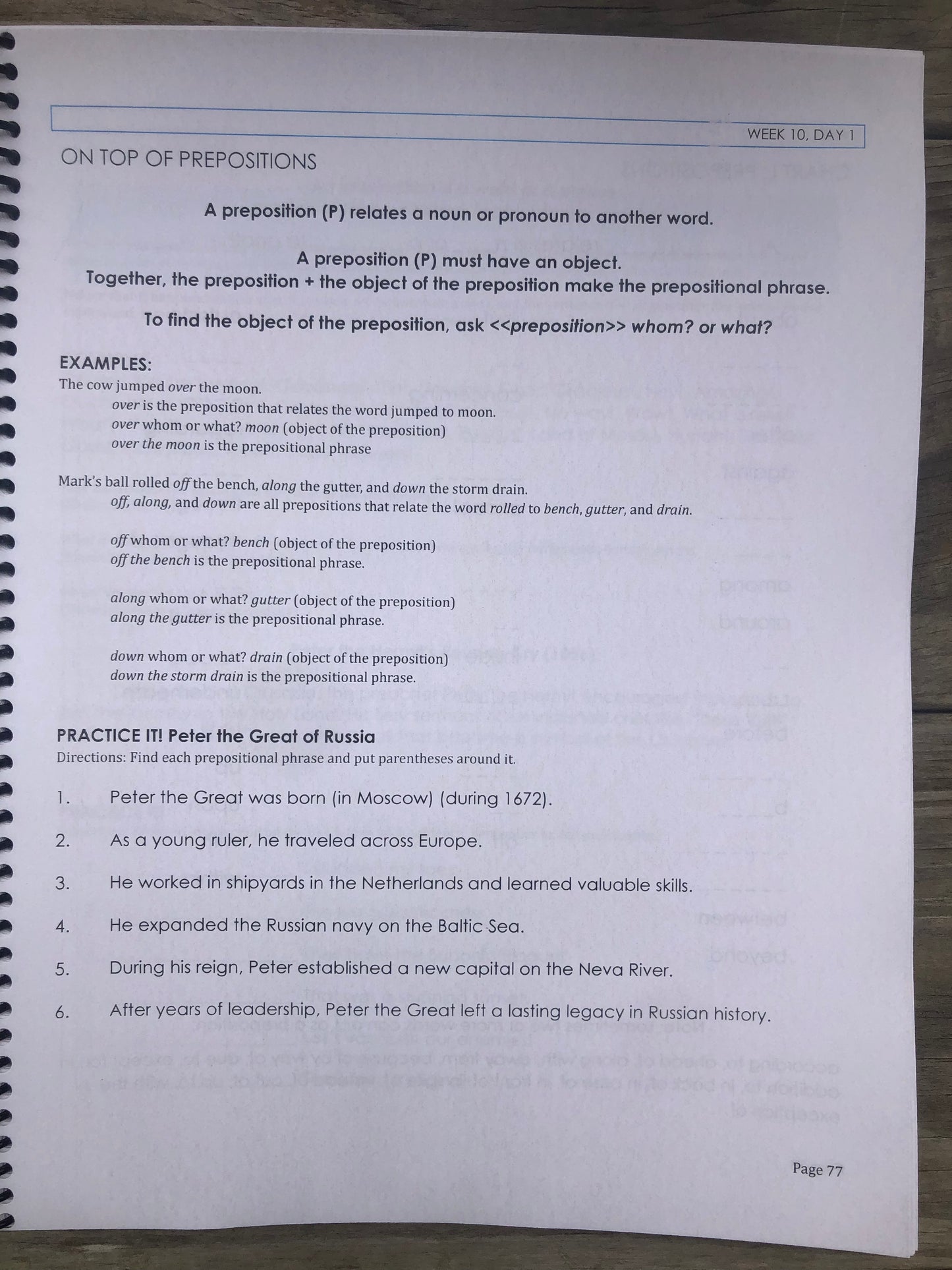 Medieval History Grammar Workbook